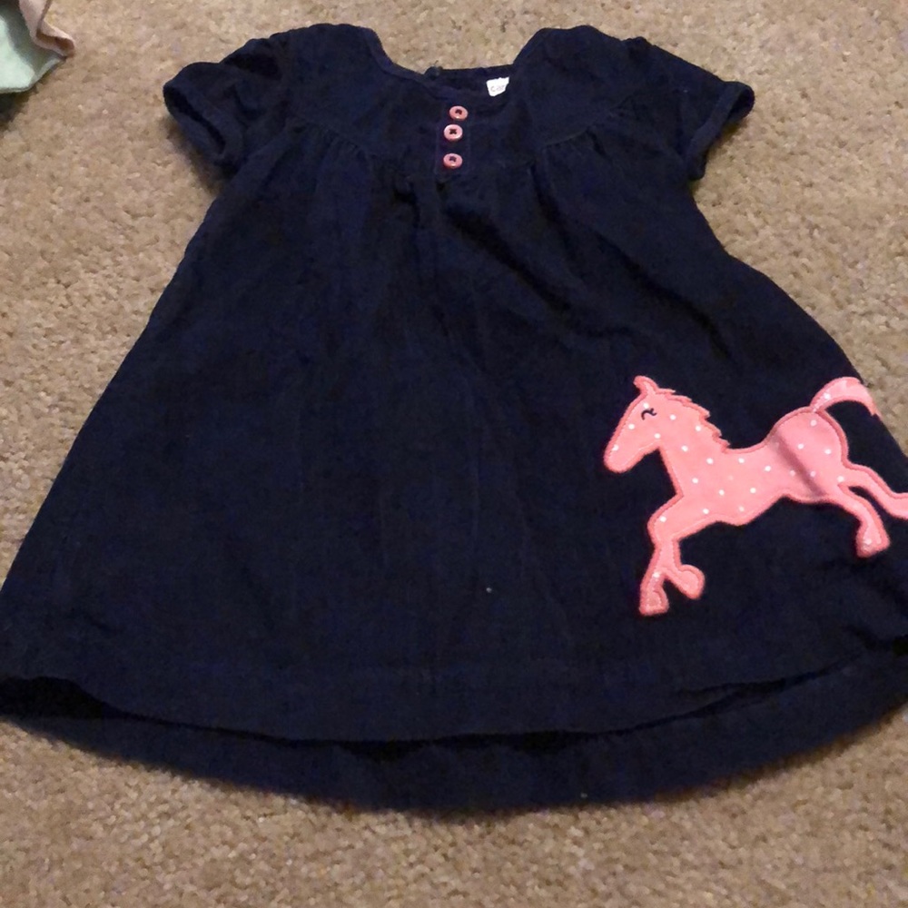 Little girls dark blue suede dress.
